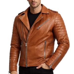 Men Cafe Racer Quilted Leather Jacket