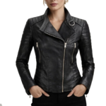 Women Moto Black Leather Jacket