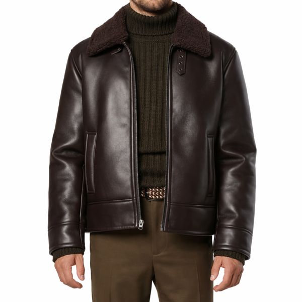 Men Pilot Brown Leather Jacket