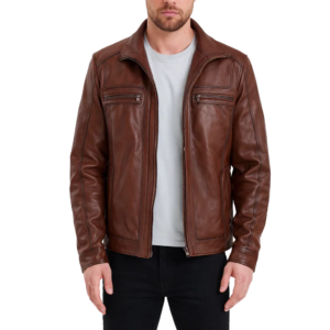 Men Waxed Brown Leather Jacket