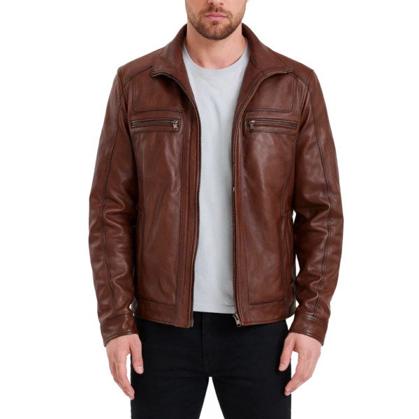 Men Waxed Brown Leather Jacket