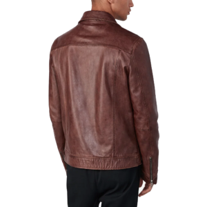Plain Casual Brown Leather Jacket model style