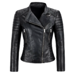Women Moto Black Leather Jacket