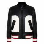 Men Black and White Leather Jacket