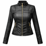 Women Motorcycle Black Leather Jacket