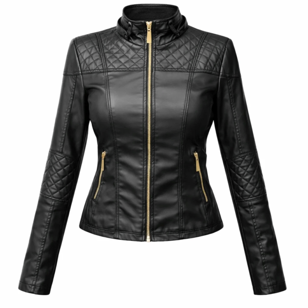 Women Motorcycle Black Leather Jacket
