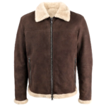 Men Brown Sherpa Suede Jacket