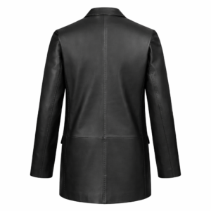Women Single Button Black Leather Blazer model style