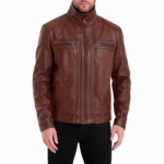Men Waxed Brown Leather Jacket