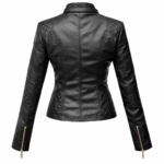 Women Motorcycle Black Leather Jacket