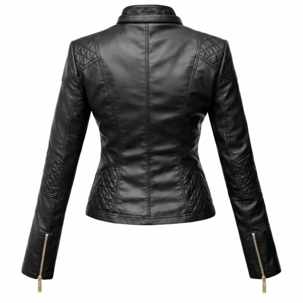 Women Motorcycle Black Leather Jacket