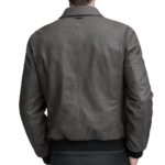 Vintage Bomber Grey Leather Jacket