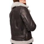 Women Aviator Dark Brown Shearling Leather Jacket