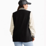 Women Black And White Varsity Blazer Jacket