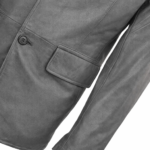 Two Buttoned Grey Leather Blazer