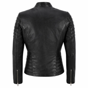 Women Moto Black Leather Jacket model style