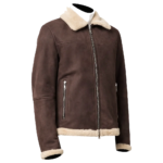 Men Brown Sherpa Suede Jacket