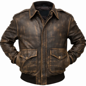 A2 Distressed Leather Jacket model style
