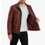 Men Waxed Brown Leather Jacket