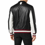 Men Black and White Leather Jacket